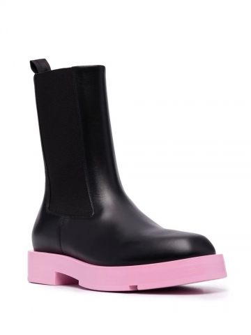 Black and pink colour-block design Chelsea boots
