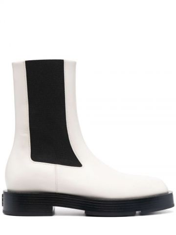 White square-toe Chelsea boots