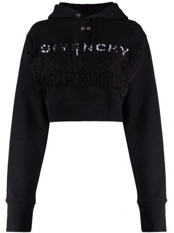 Black Givenchy lace short hooded sweatshirt