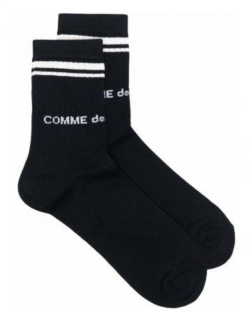 Black logo-print socks