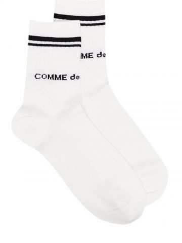 White logo-print socks