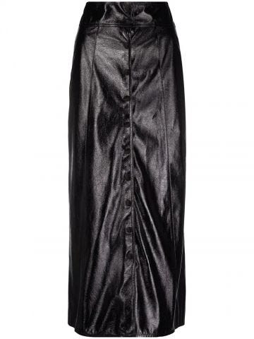 Black eco leather midi skirt