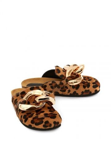 Animal print Chain Loafer Mules