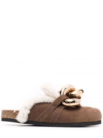 Brown Chain mules
