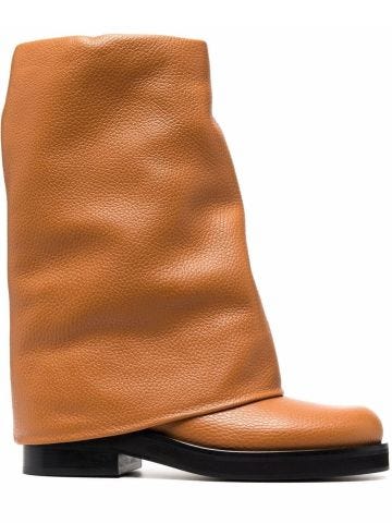Brown foldover leather boots