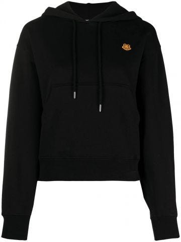 Black Tiger Crest boxy hooded sweatshirt