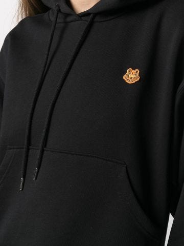 Black Tiger Crest boxy hooded sweatshirt