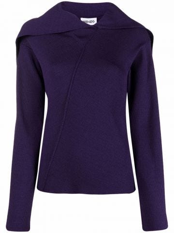 Purple foldover collar sweater