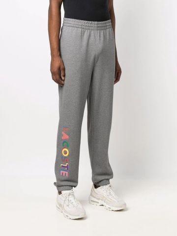 Grey multicolored print track pants