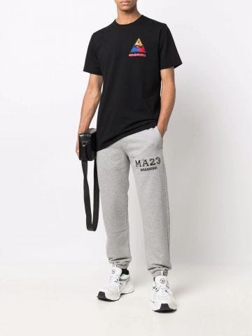 Grey embroidered sport pants