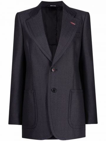Grey structured patch pockets blazer