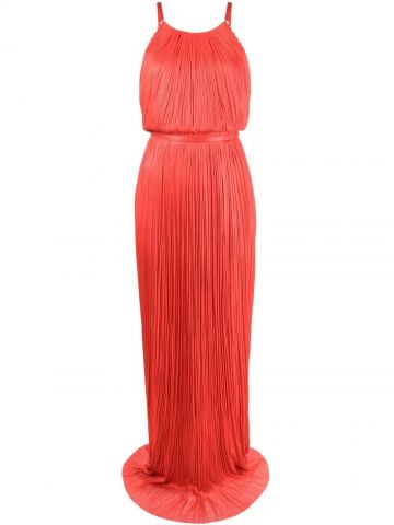 Red silk Clarisa gown