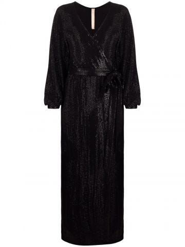 Black Sabrina embellished wrap dress
