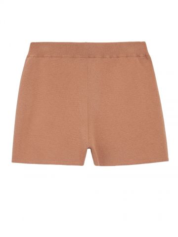 Brown wool and cashmere yarn Acro shorts
