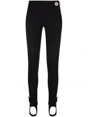 Black high-waist stirrup leggings