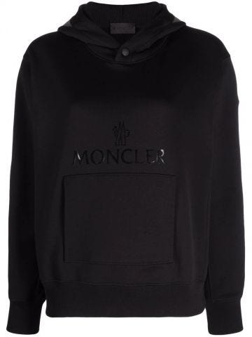 Black hooded sweatshirt with inlay