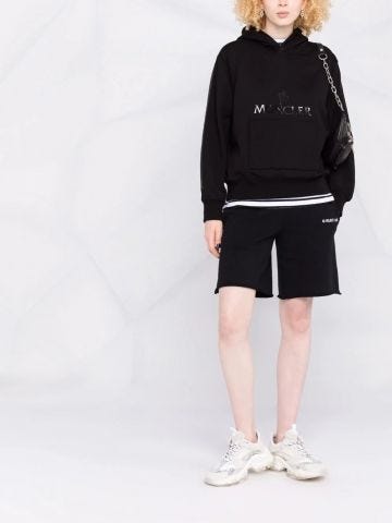 Black hooded sweatshirt with inlay