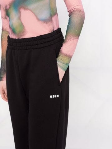 Black sports trousers with print