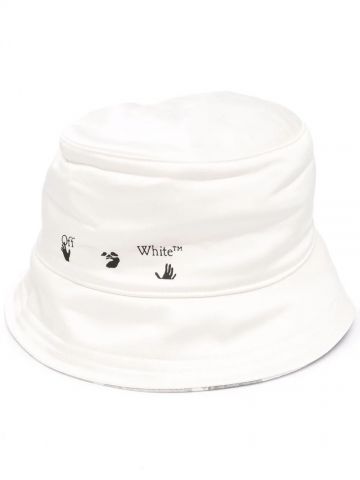 Cappello bianco bucket con logo