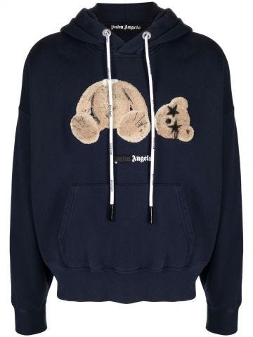 Blue Bear print hoodie