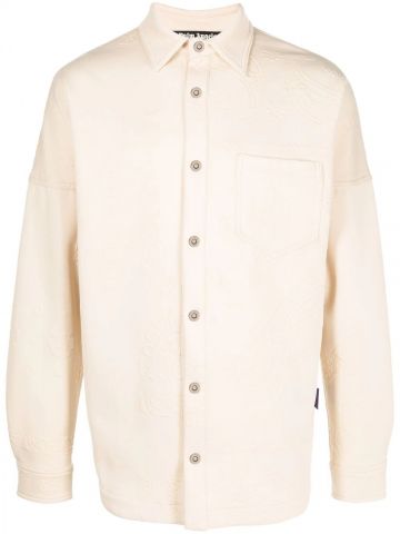 Beige bandana-embossed long-sleeve over shirt
