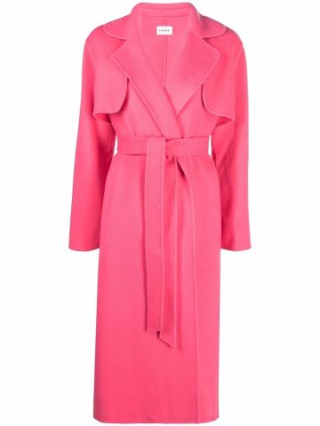 Pink belted mid-length coat