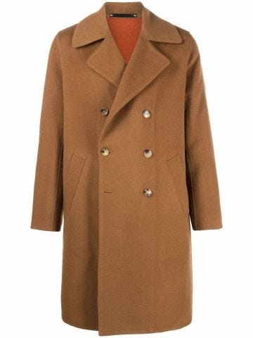 Brown double-breasted wool coat