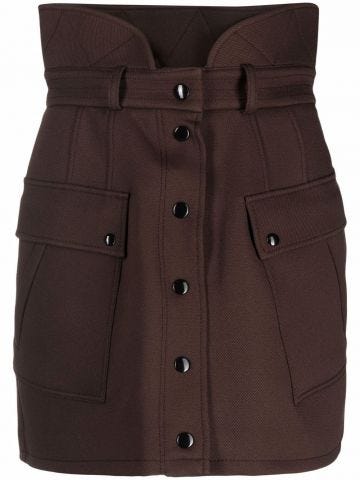 Brown high-waisted miniskirt