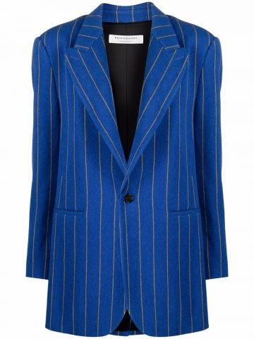 Blue striped single breasted jacket