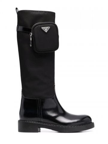 Black high boots with logo
