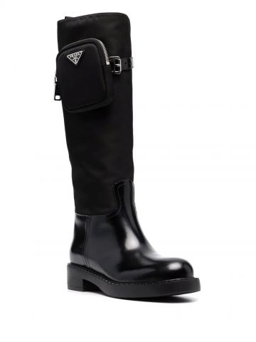Black high boots with logo