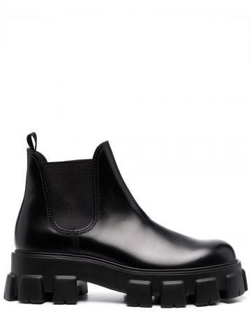 Black Monolith brushed leather Chelsea boots