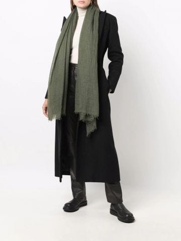 Green frayed-edge scarf