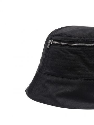 Black zip-detailed bucket hat