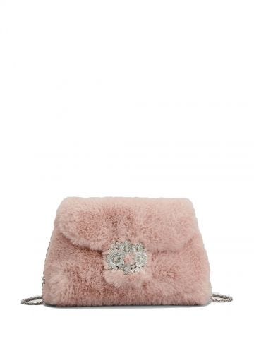 Pink Faux Fur Mini Drapé bag