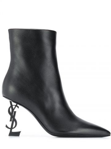 Opyum ankle boots in black leather with black heel