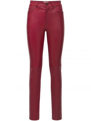 Red leather skinny pants 