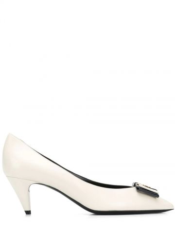 White Anaïs bow pumps in smooth leather