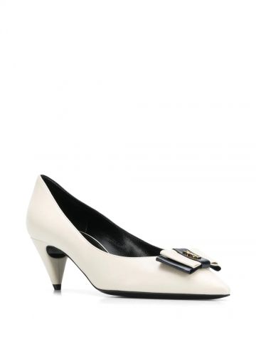 White Anaïs bow pumps in smooth leather