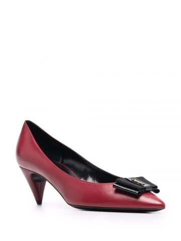 Red Anaïs bow pumps in smooth and patent leather