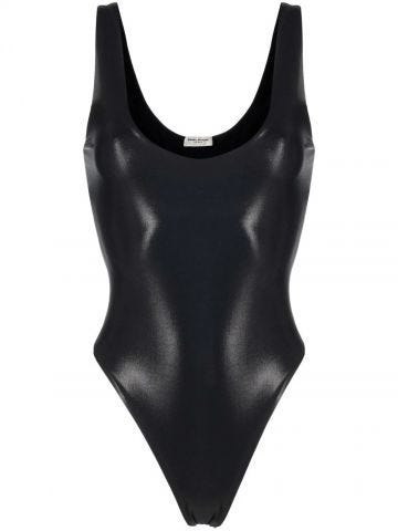 Black metallic sleeveless bodysuit