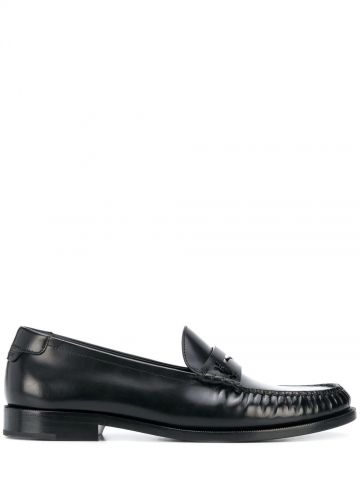 Black Le Loafer monogram penny slippers in smooth leather