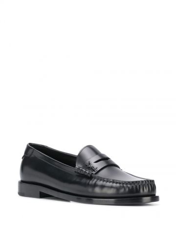 Black le loafer monogram penny slippers in smooth leather