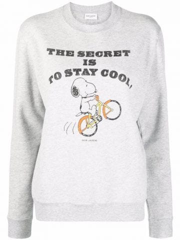 Grey Snoopy slogan-print sweatshirt