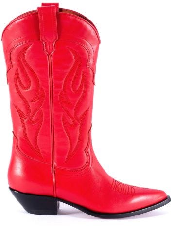 Red Santa Fe Cowboy Boots in Calfskin