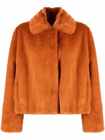 Orange Marcella faux-fur cropped jacket