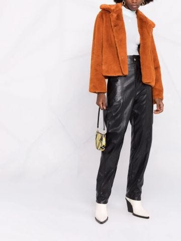 Orange Marcella faux-fur cropped jacket