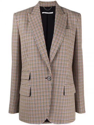 Single breasted brown checked tailored jacket