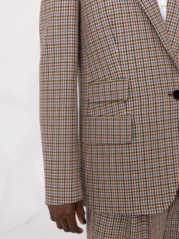 Single breasted brown checked tailored jacket