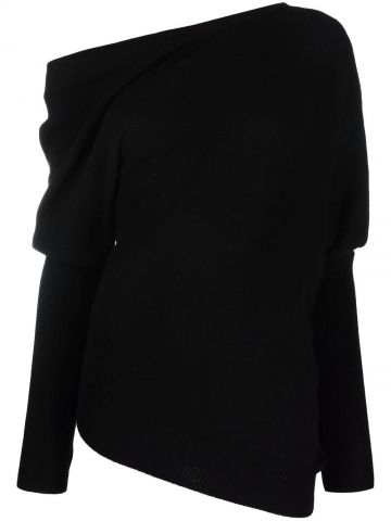 Maglione asimmetrico nero in cashmere